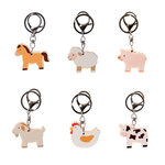 houten boerderijdieren sleutelhanger