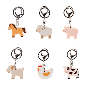 houten boerderijdieren sleutelhanger